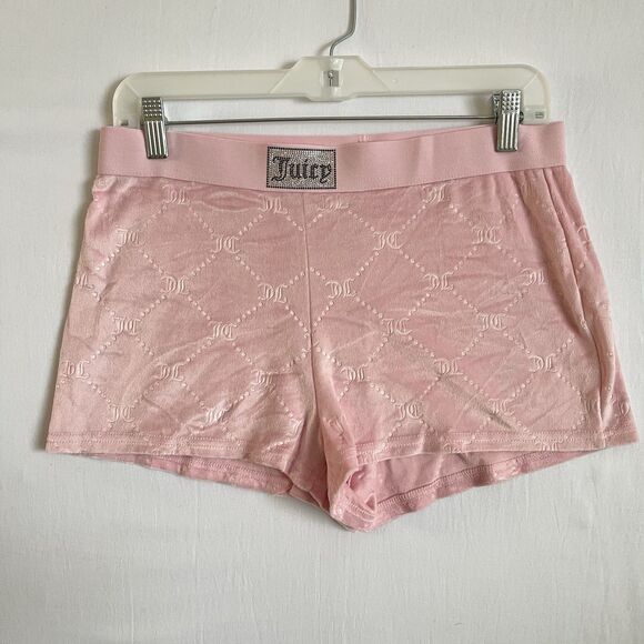JUICY COUTURE Sleepwear Velour Shorts Style 1 Pair Size Medium Pink - Picture 1 of 5